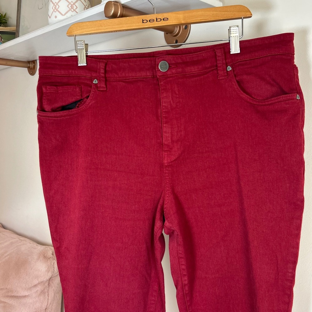 Kut from the Kloth High Rise Ankle Skinny Jeans Burgundy Red Womens 18W - Picture 2 of 5